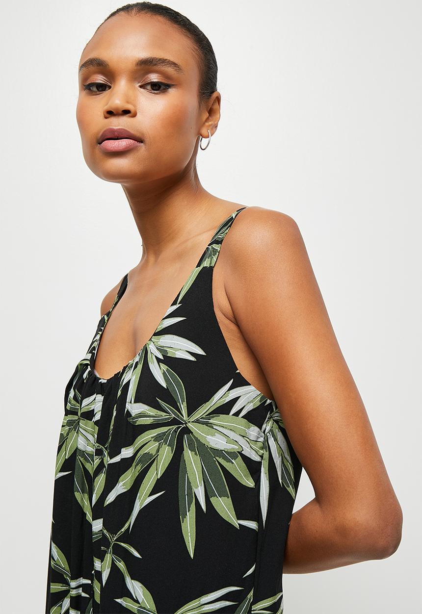 edit - Ruched neck oversized jumpsuit - night foliage