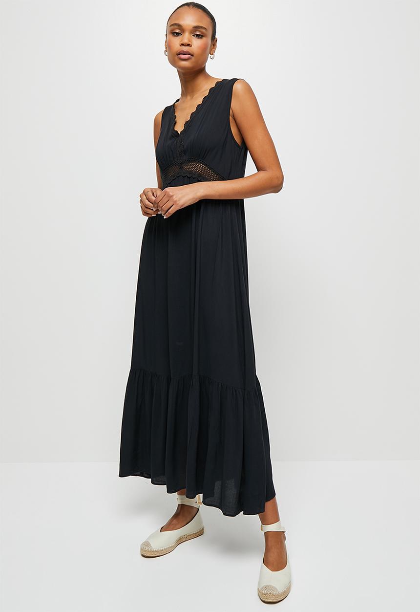 MILLA - Trim inset detail midi dress - black