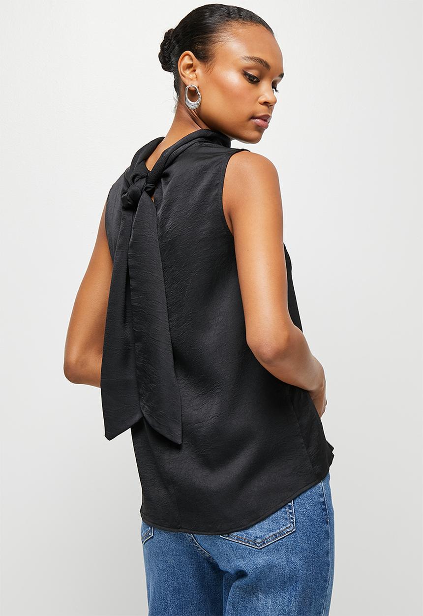 MILLA - Satin scarf blouse - black