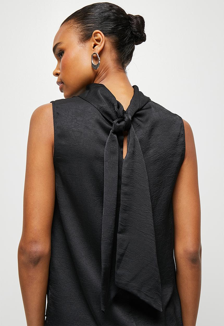 MILLA - Satin scarf blouse - black