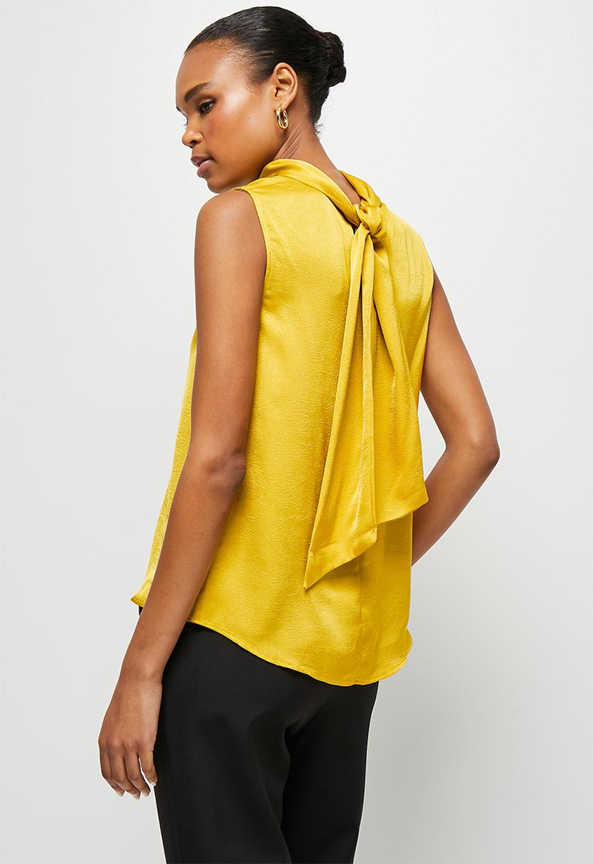 MILLA - Satin scarf blouse - yellow