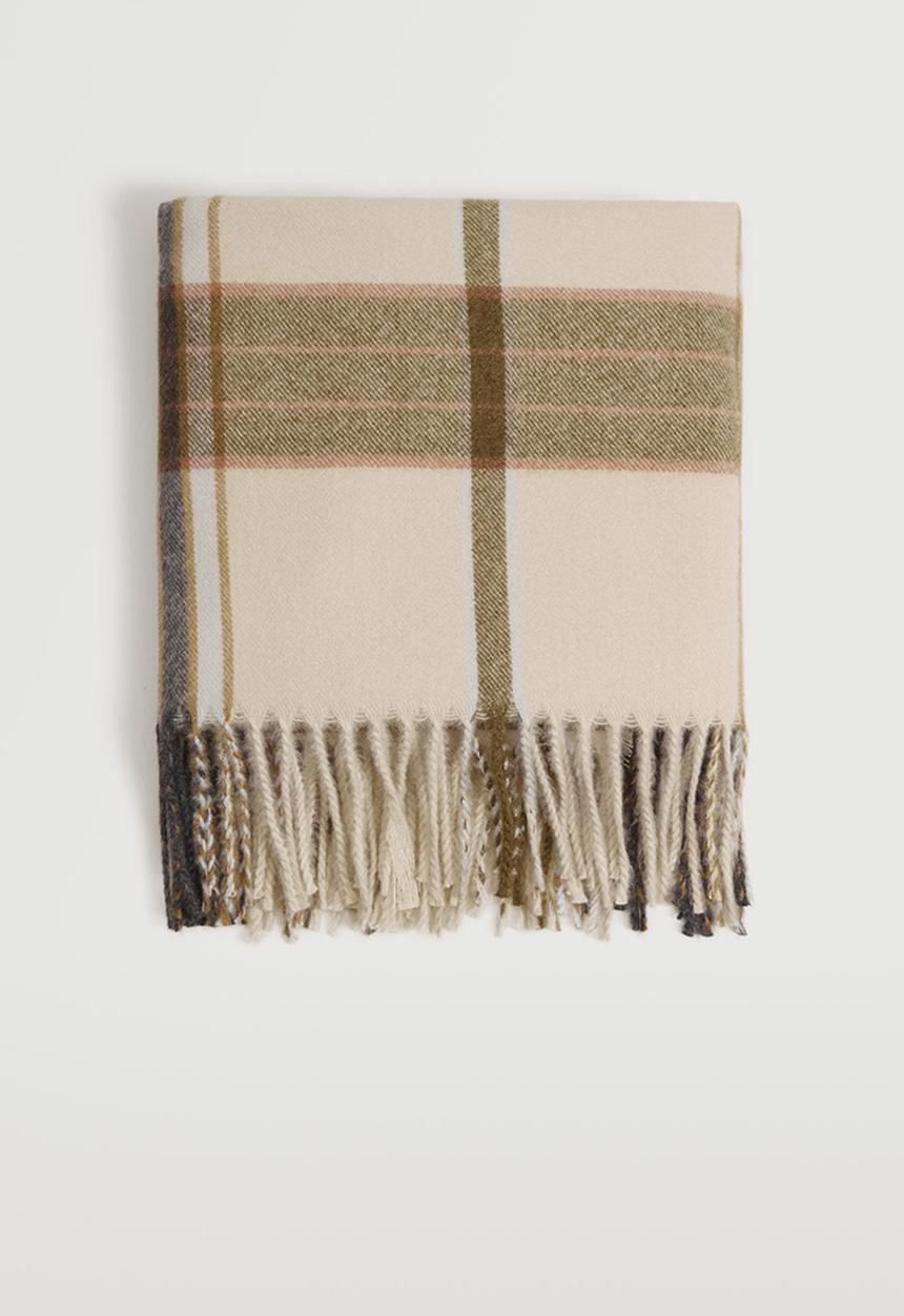 MANGO - Fringed check scarf - multi