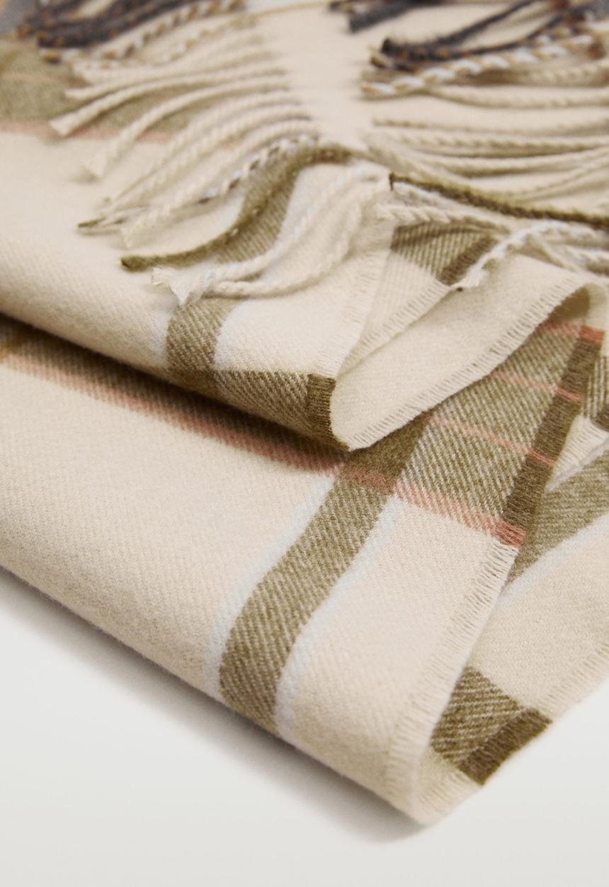 MANGO - Fringed check scarf - multi