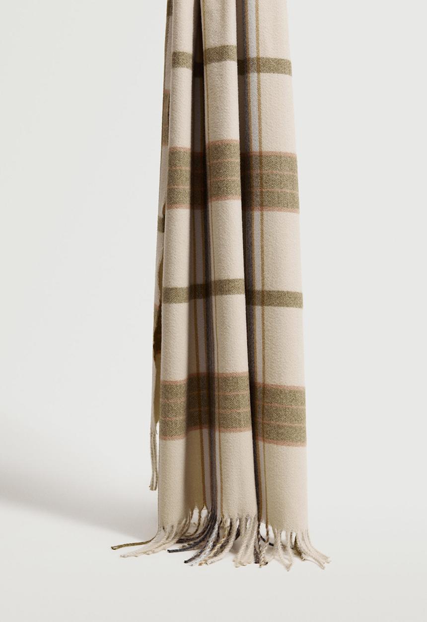 MANGO - Fringed check scarf - multi