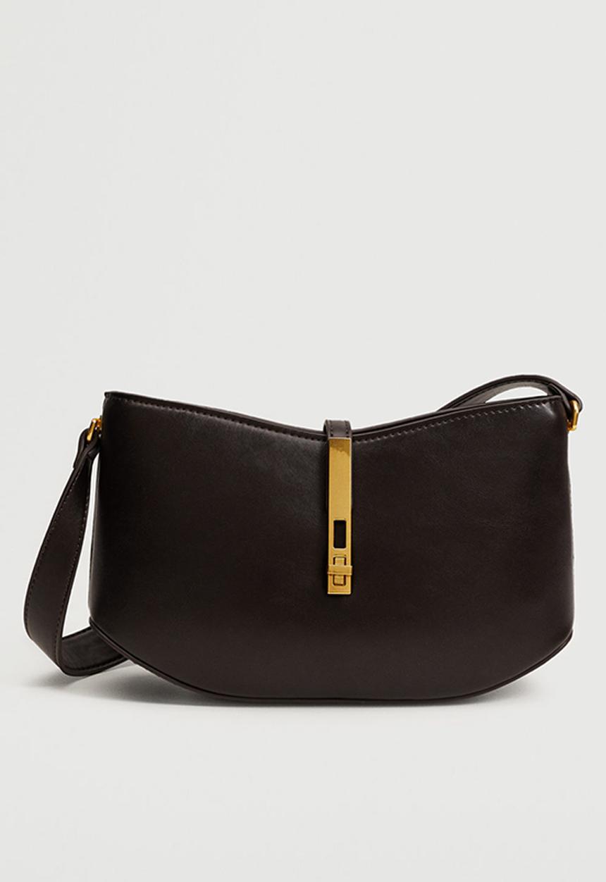 MANGO - Buckle baguette bag - chocolate