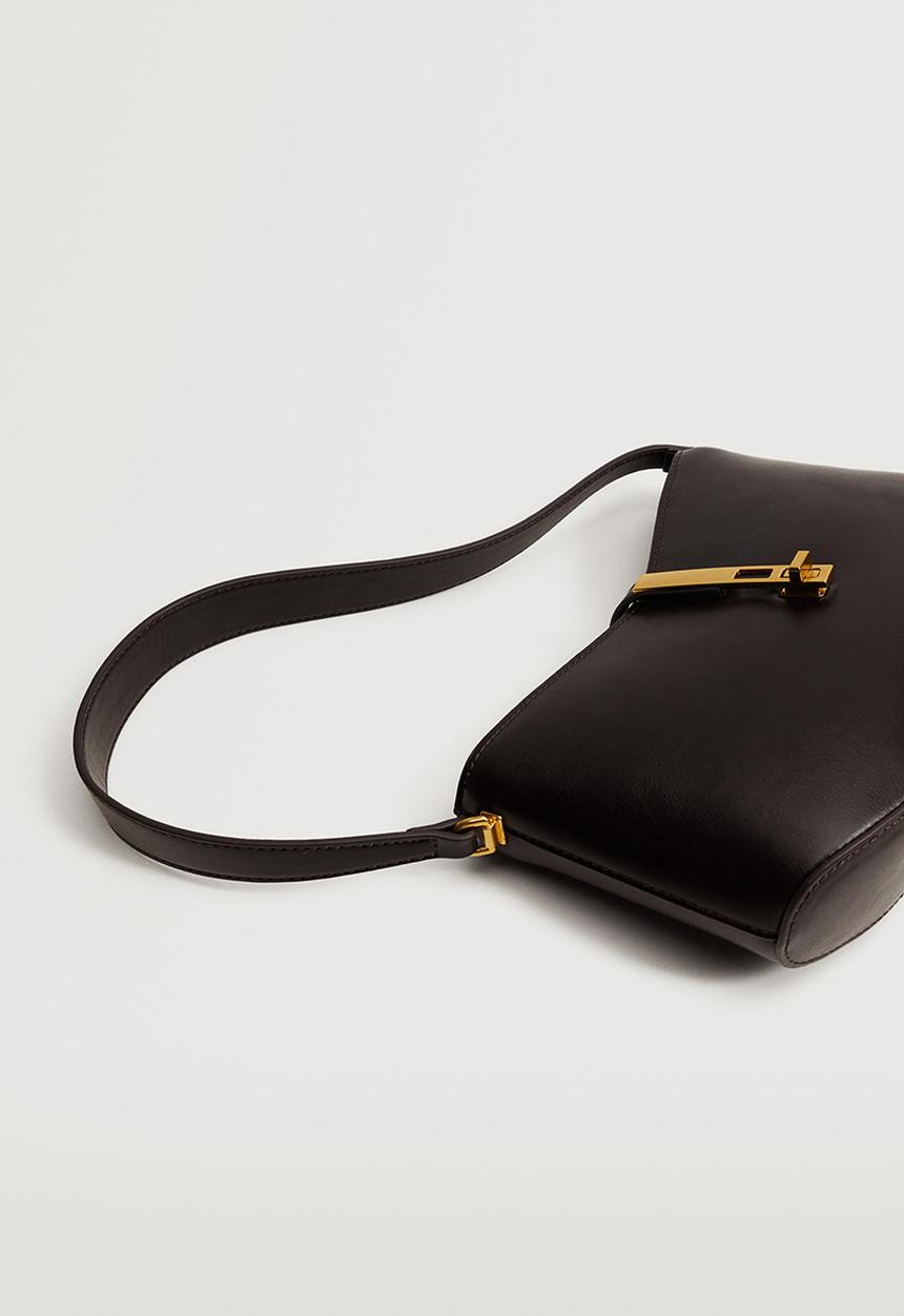 MANGO - Buckle baguette bag - chocolate