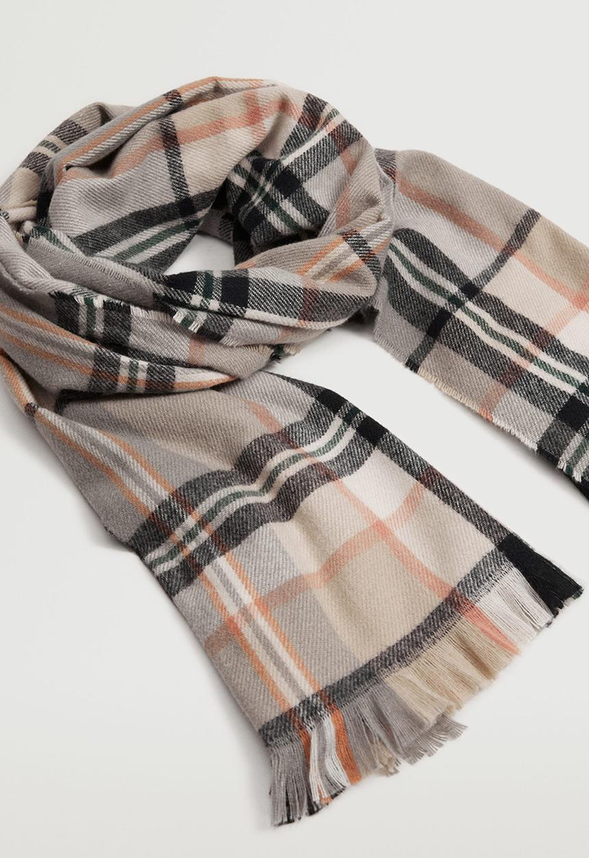 MANGO - Fringed check scarf - multi