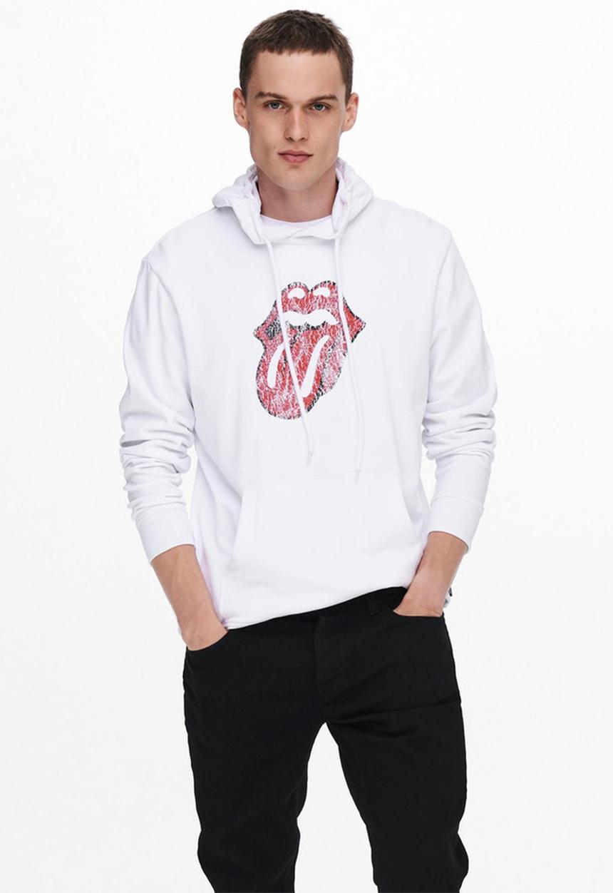 Only & Sons - Onsstones life reg hoodie - white