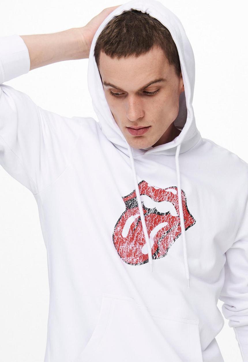 Only & Sons - Onsstones life reg hoodie - white