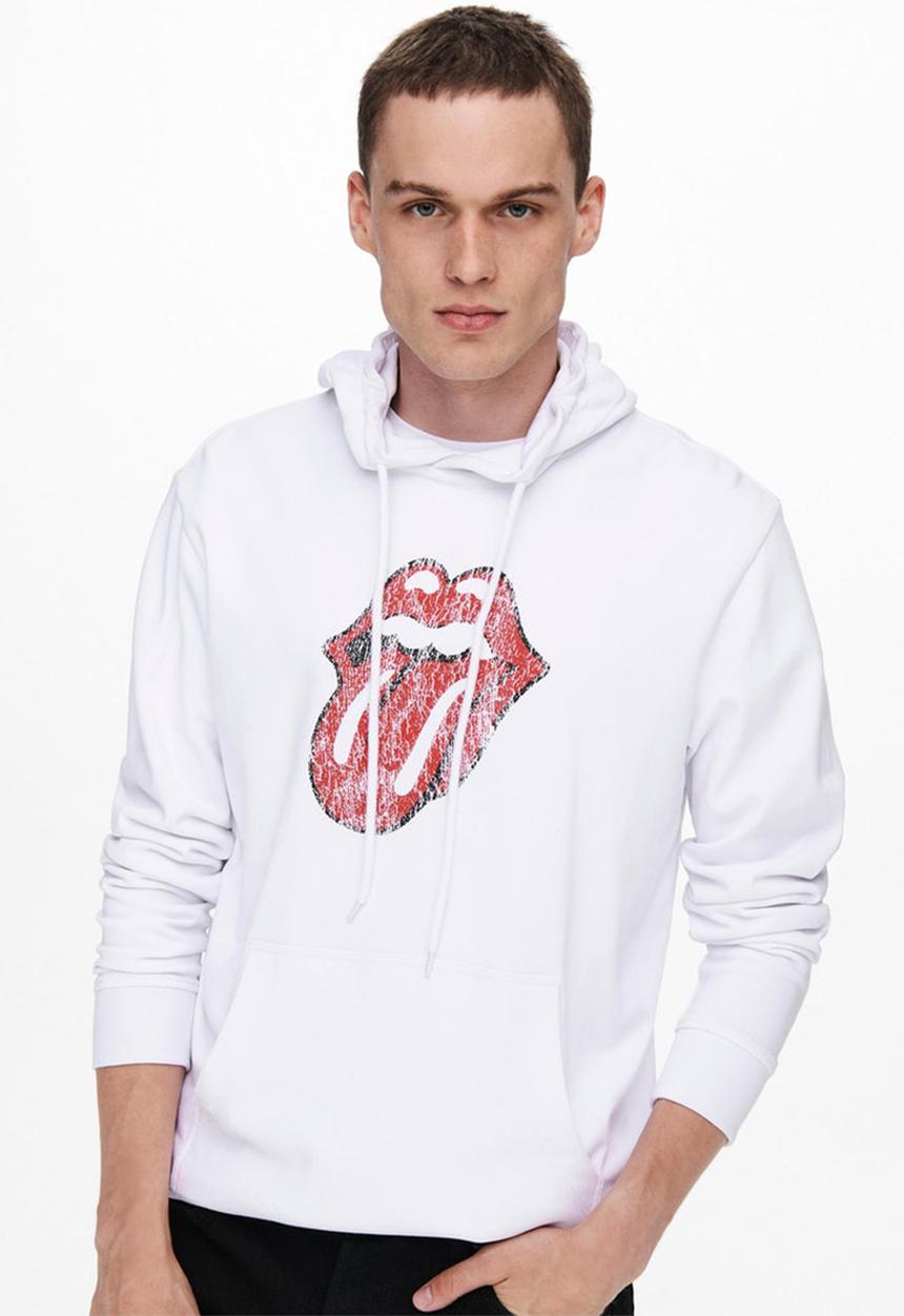Only & Sons - Onsstones life reg hoodie - white