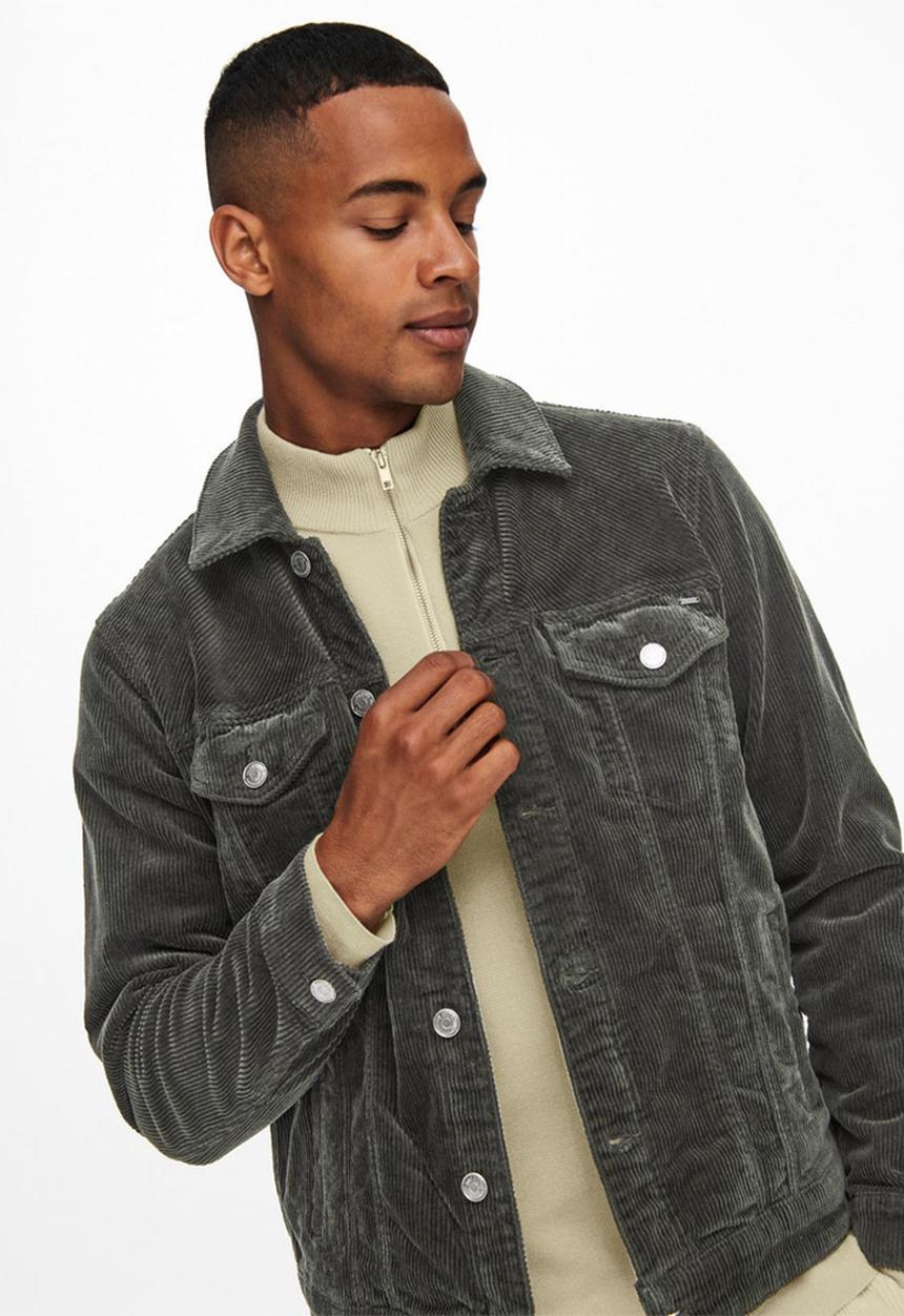 Only & Sons - Coin corduroy trucker jacket - peat
