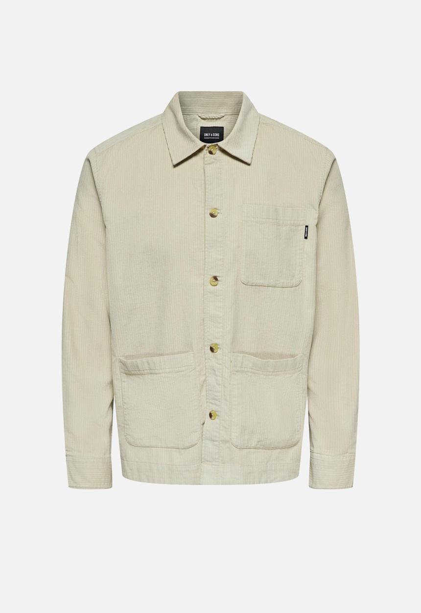 Only & Sons - Niles cord overshirt - stone