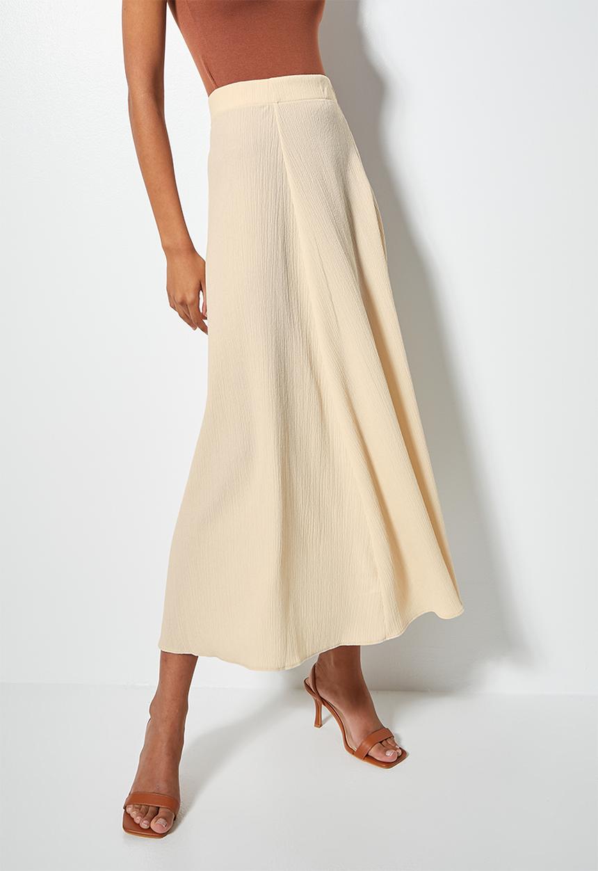 VELVET - Fluted maxi skirt - neutral