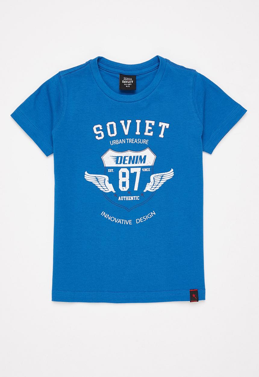 SOVIET - B tillman boys s/slv logo tee - mosaic blue