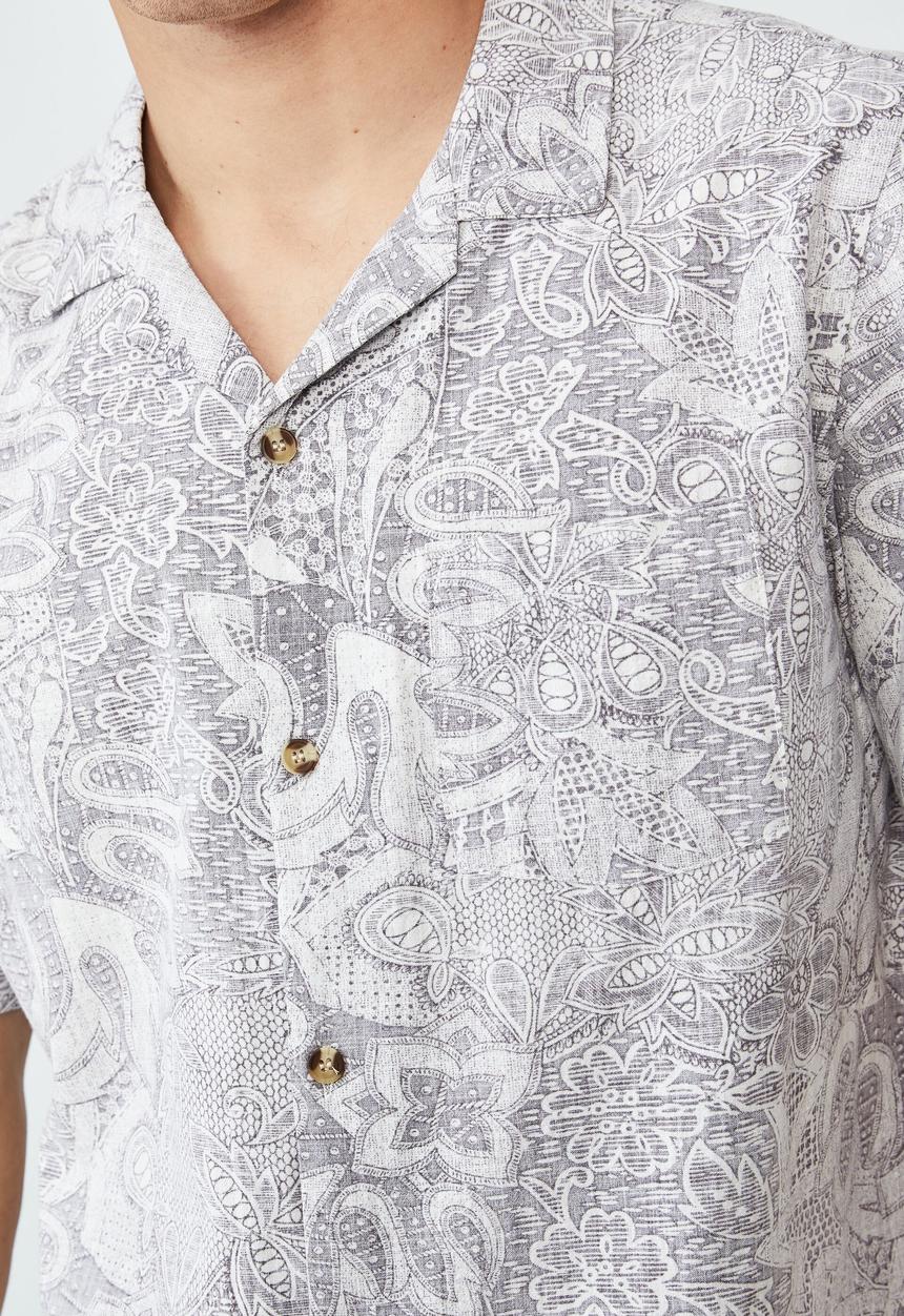 Cotton On - Riviera short sleeve shirt - grey vintage paisley