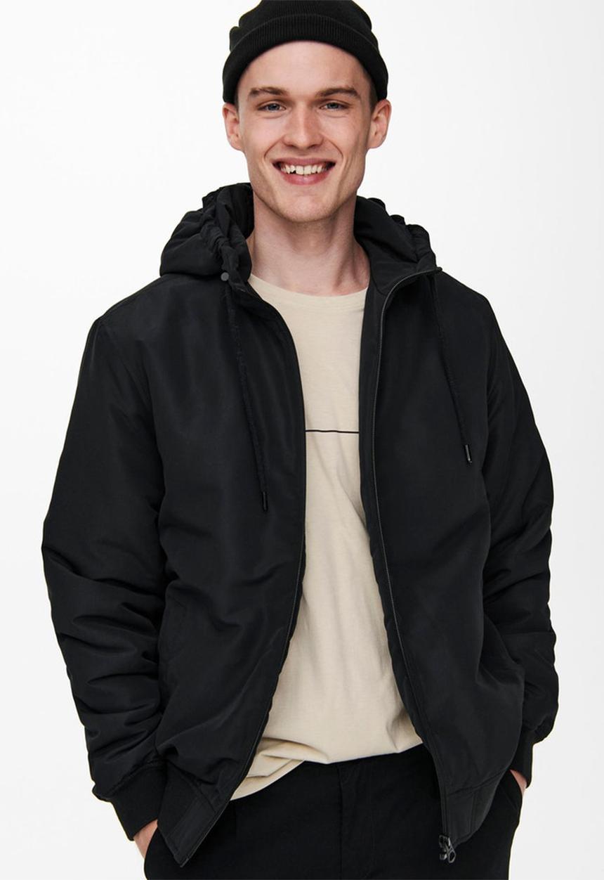 Only & Sons - Mason hooded jacket - black