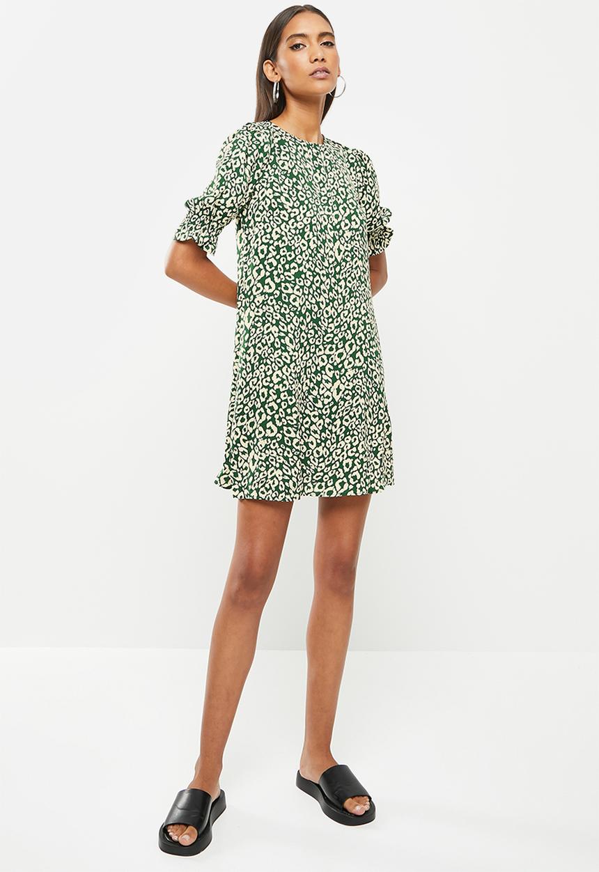 Glamorous - Animal print dress - dark green/beige