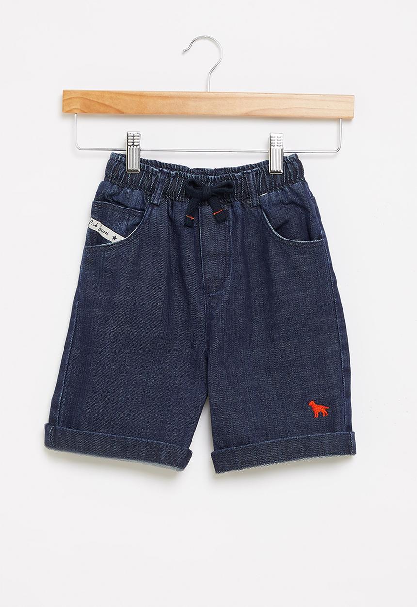 LAB - Logo denim shorts blue