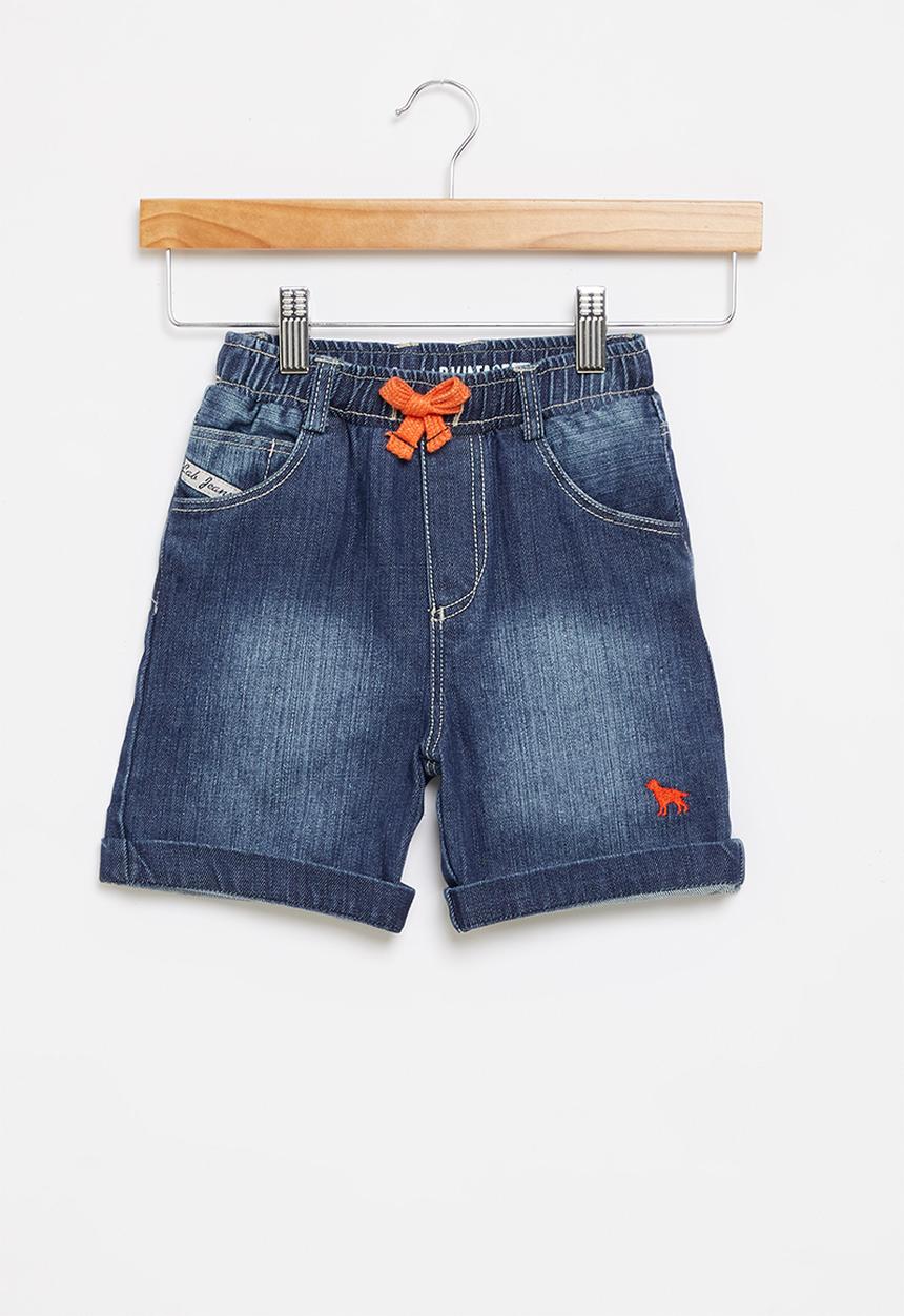LAB - Logo denim shorts - blue