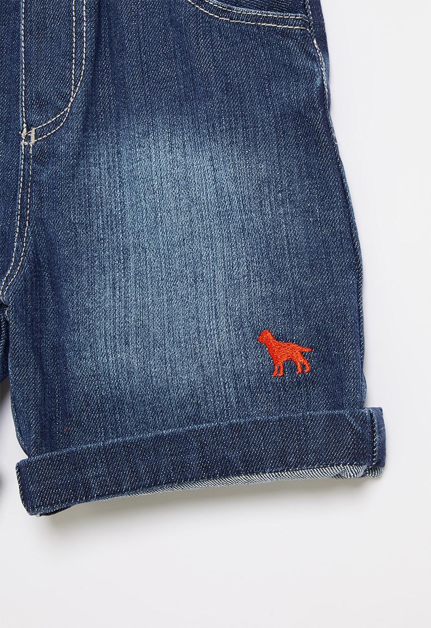 LAB - Logo denim shorts - blue