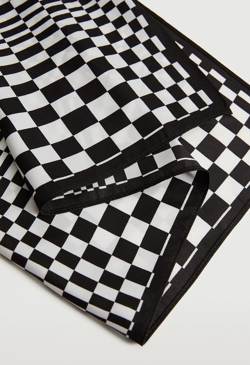 MANGO - Check printed scarf - black