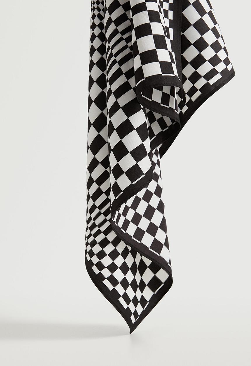 MANGO - Check printed scarf - black
