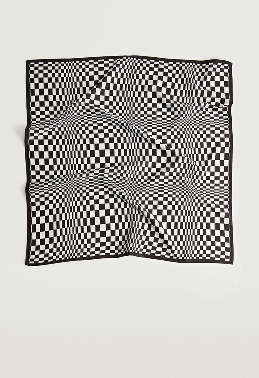 MANGO - Check printed scarf - black