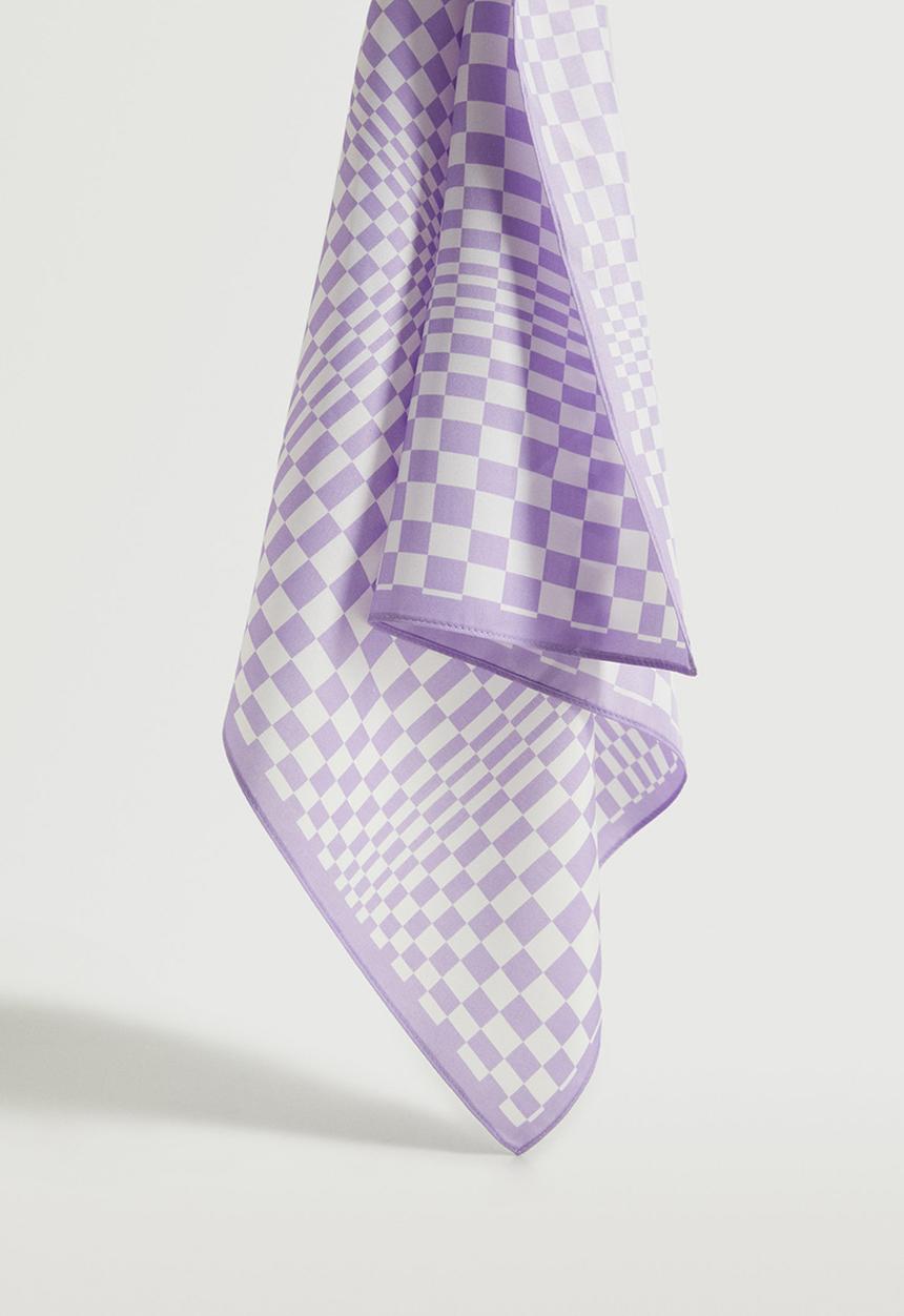 MANGO - Check printed scarf - purple