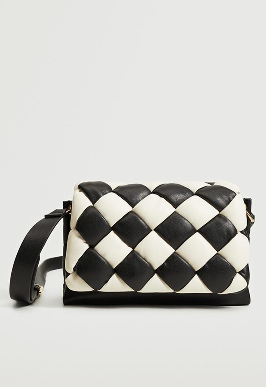 MANGO - Bicolor quilted bag - black