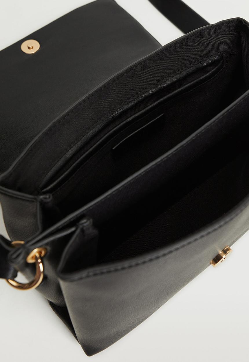MANGO - Bicolor quilted bag - black