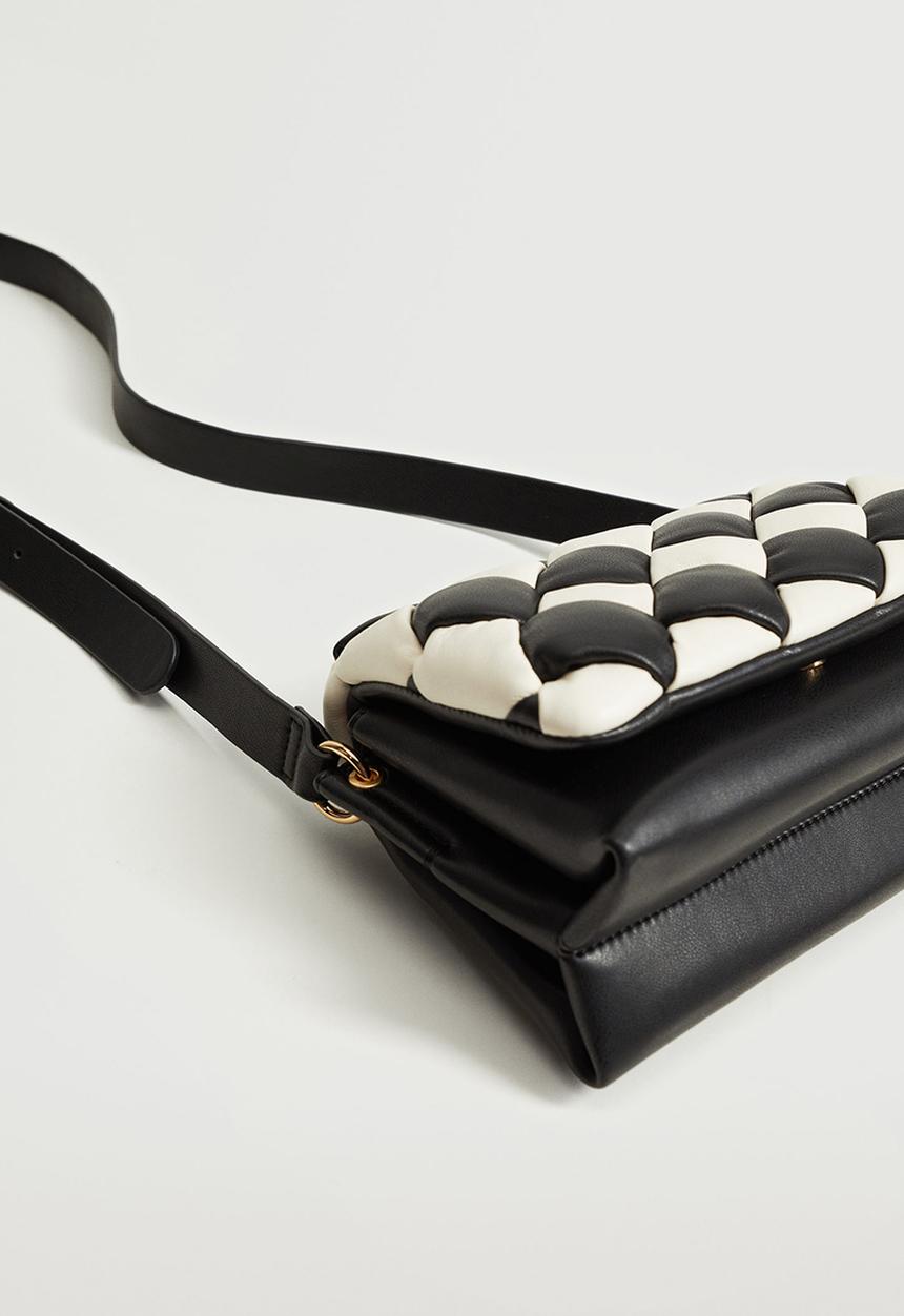 MANGO - Bicolor quilted bag - black