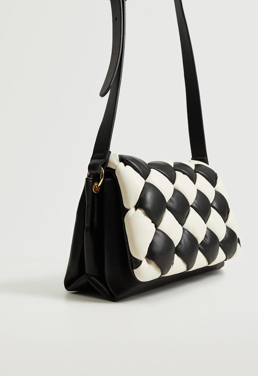 MANGO - Bicolor quilted bag - black