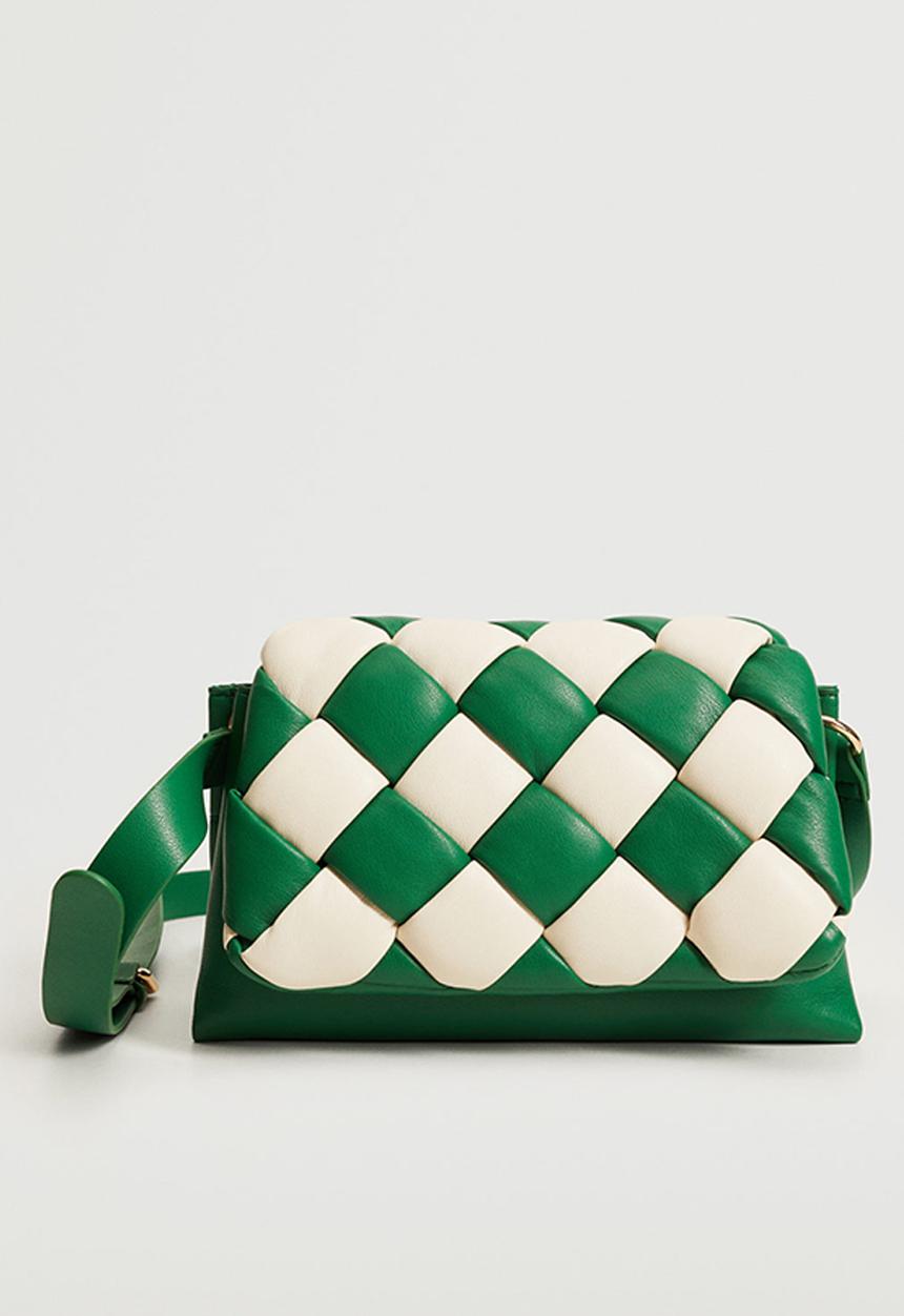 MANGO - Bicolor quilted bag - green