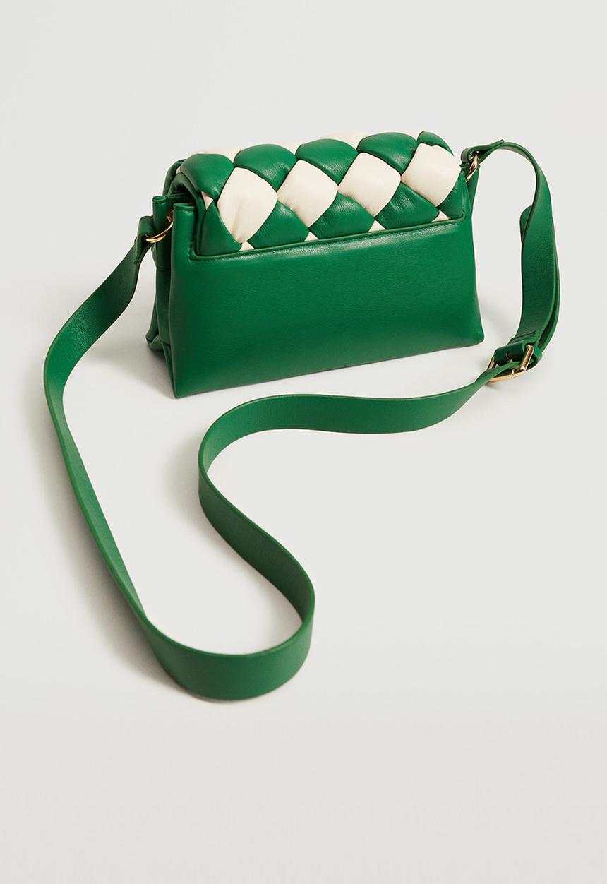 MANGO - Bicolor quilted bag - green