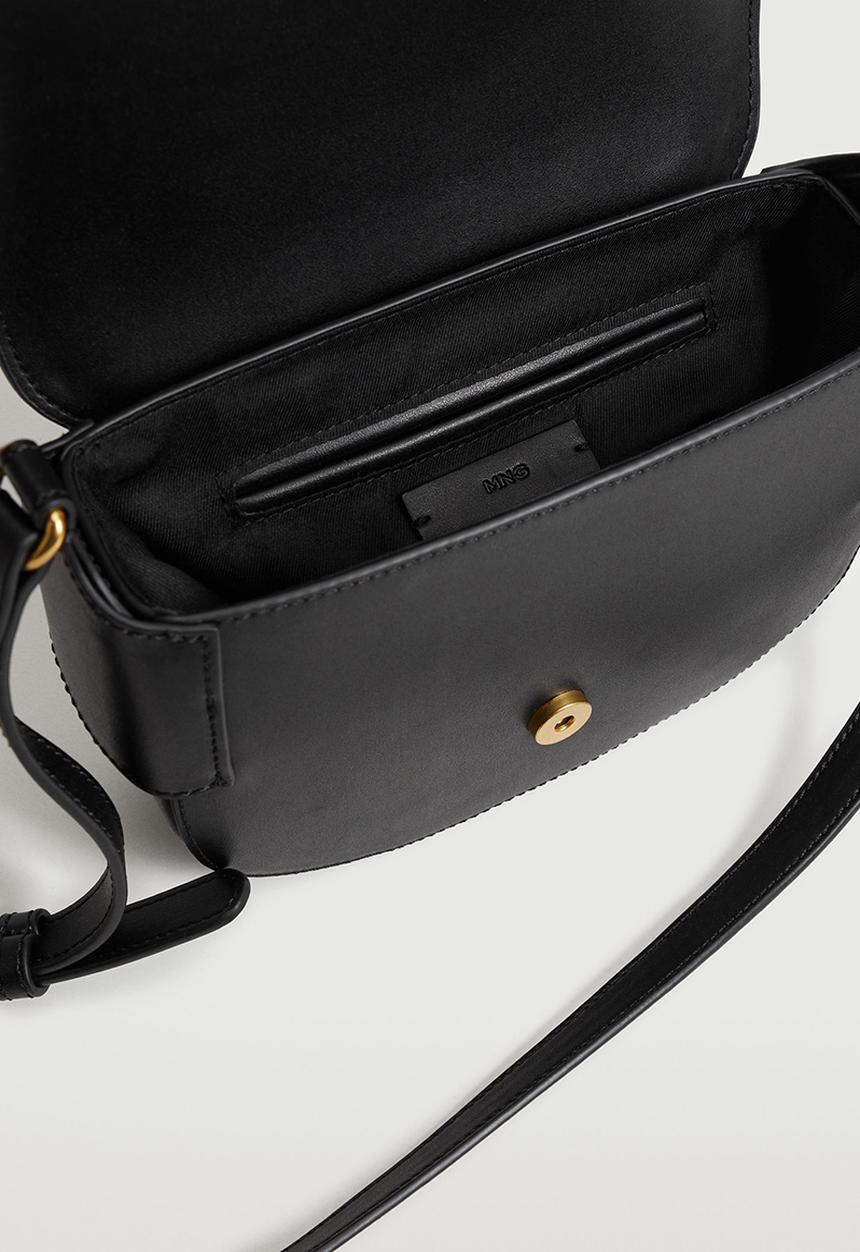 MANGO - Buckle leather bag - black
