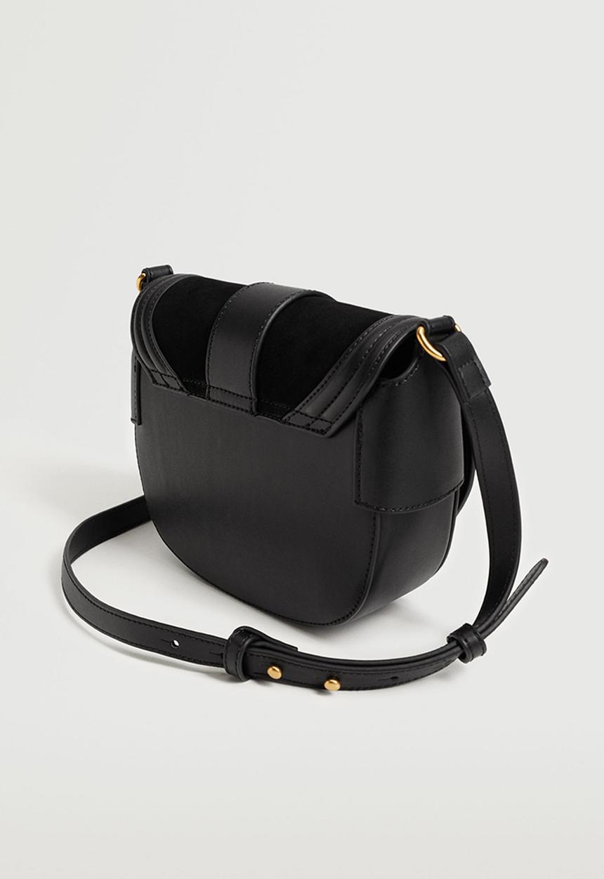 MANGO - Buckle leather bag - black