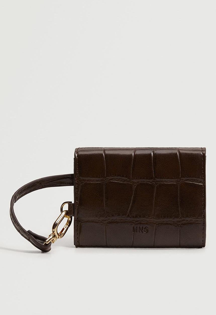 MANGO - Croc-effect wallet - chocolate