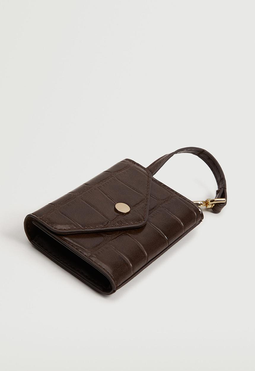 MANGO - Croc-effect wallet - chocolate