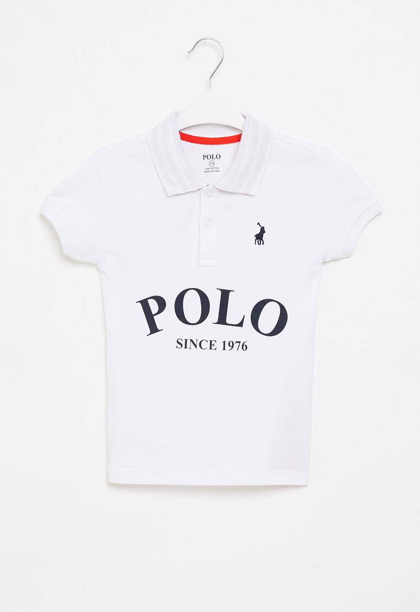 POLO - Boys justin printed short sleeve golfer - white