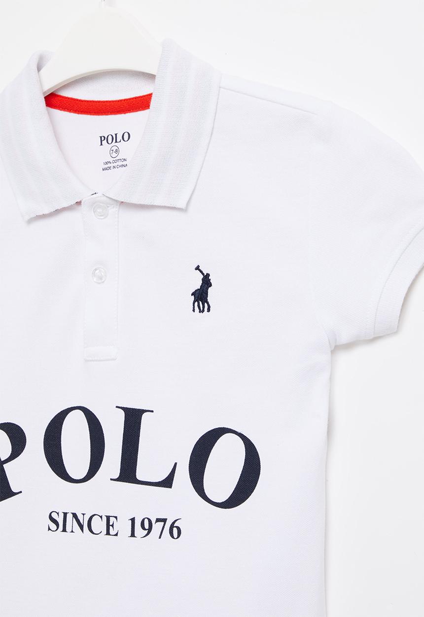 POLO - Boys justin printed short sleeve golfer - white
