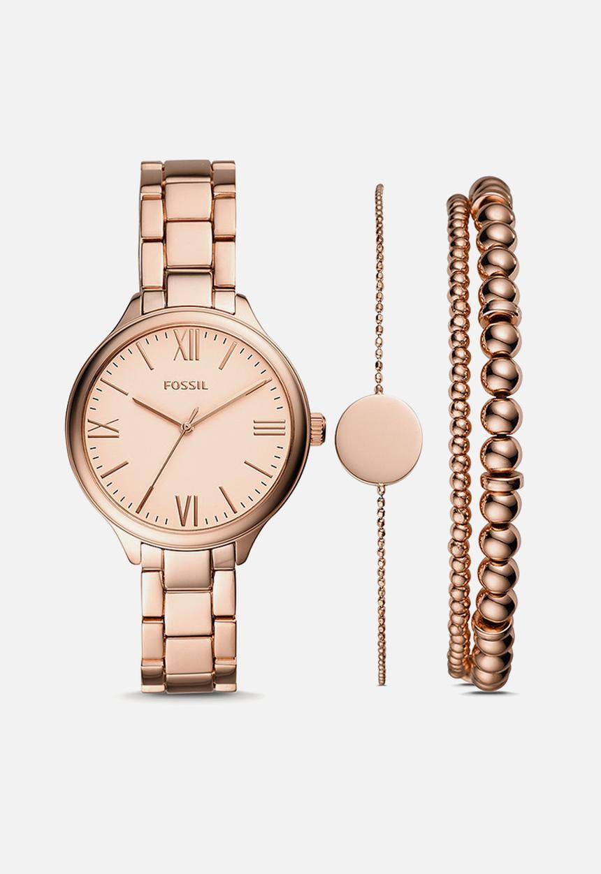 Fossil - Suitor three-hand watch set - rose gold