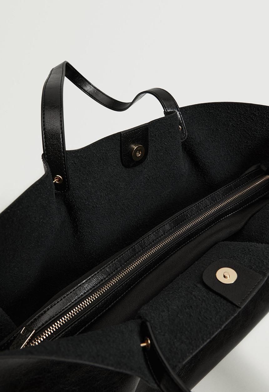 MANGO - Leather-effect shopper bag - black