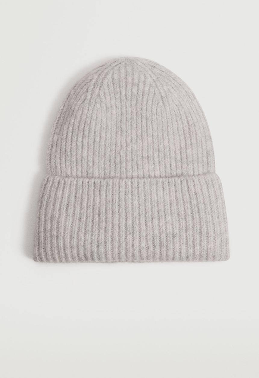 MANGO - Ribbed knit beanie - light grey
