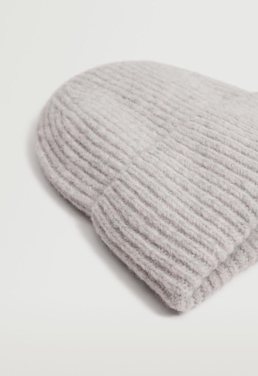 MANGO - Ribbed knit beanie - light grey