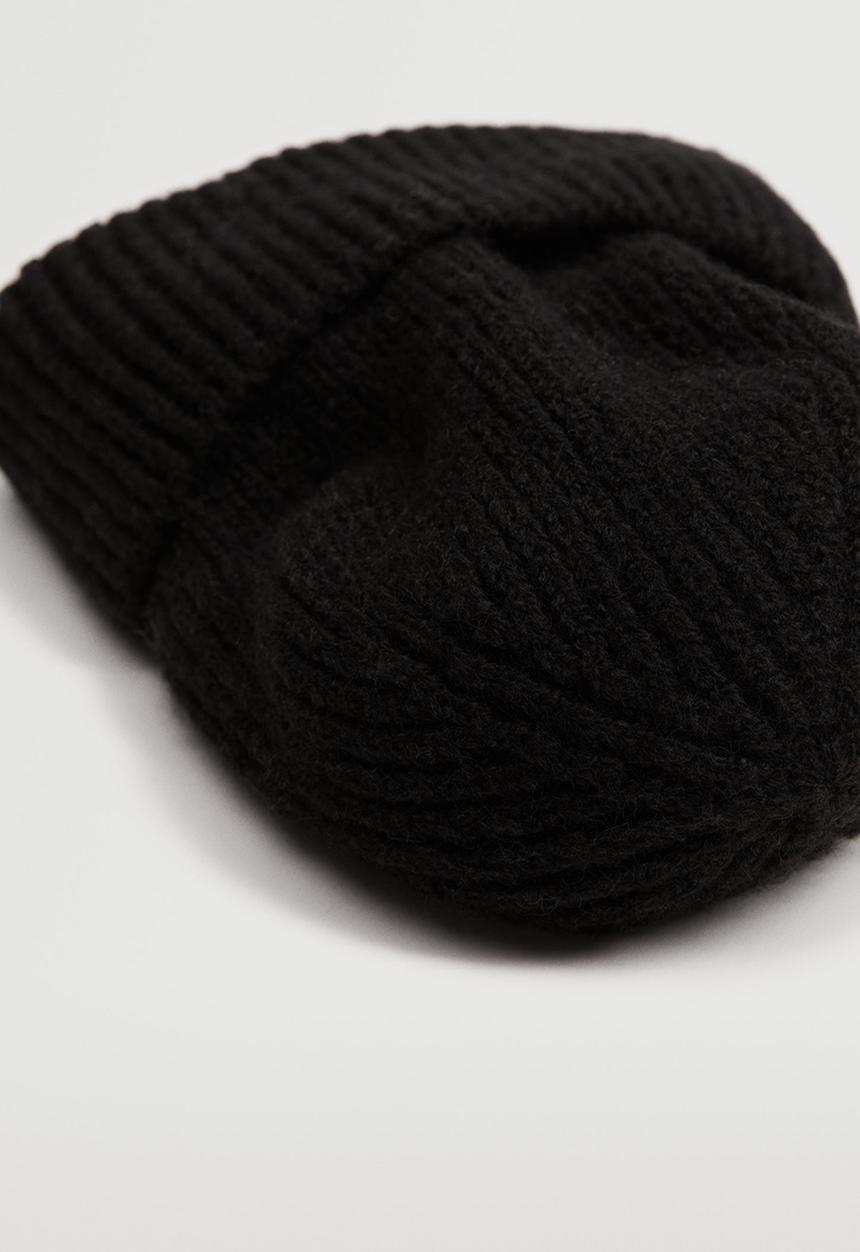 MANGO - Ribbed knit beanie - black