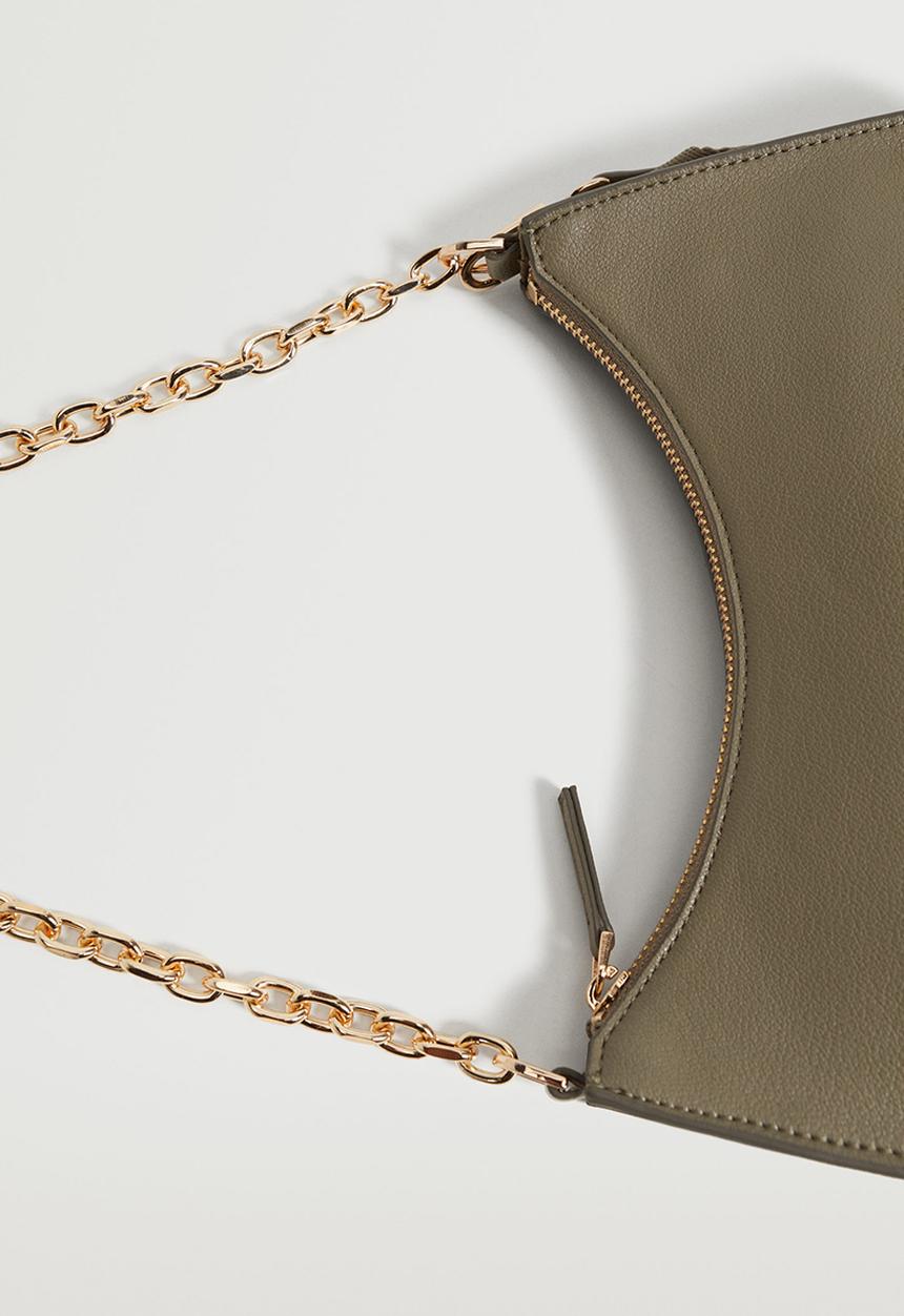 MANGO - Crossbody bag with chain - khaki