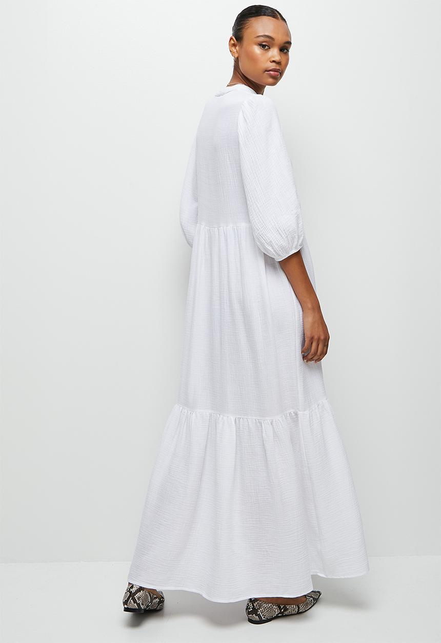 edit - Dbl cloth peasant tiered maxi - milk