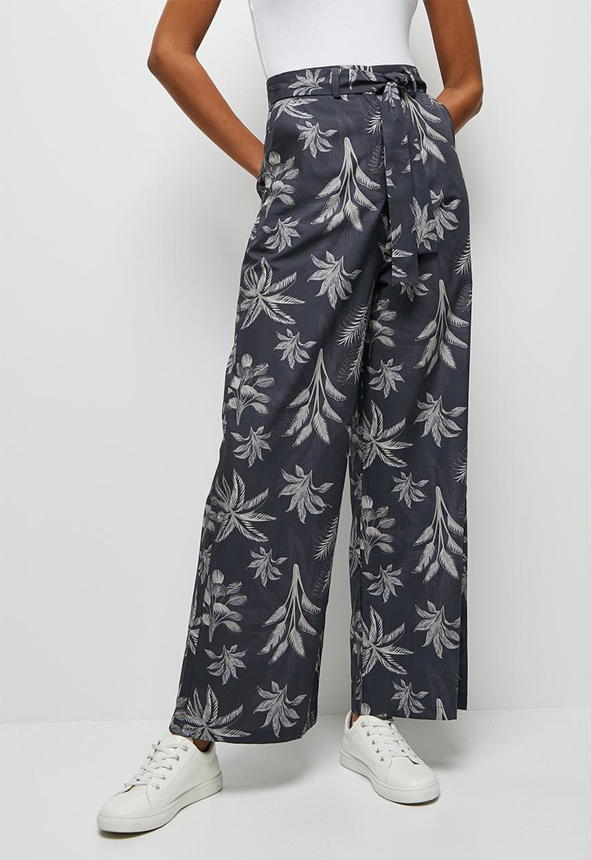 edit - Highwaist belted cullotte - indigo tropical