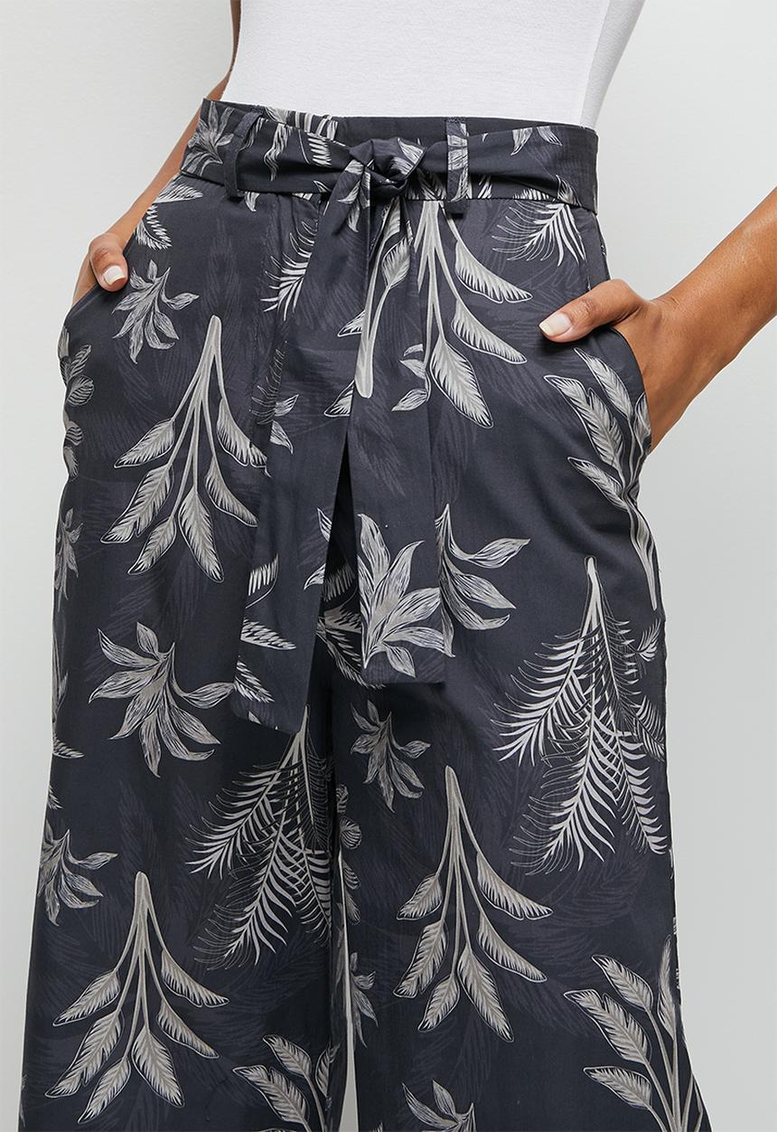 edit - Highwaist belted cullotte - indigo tropical