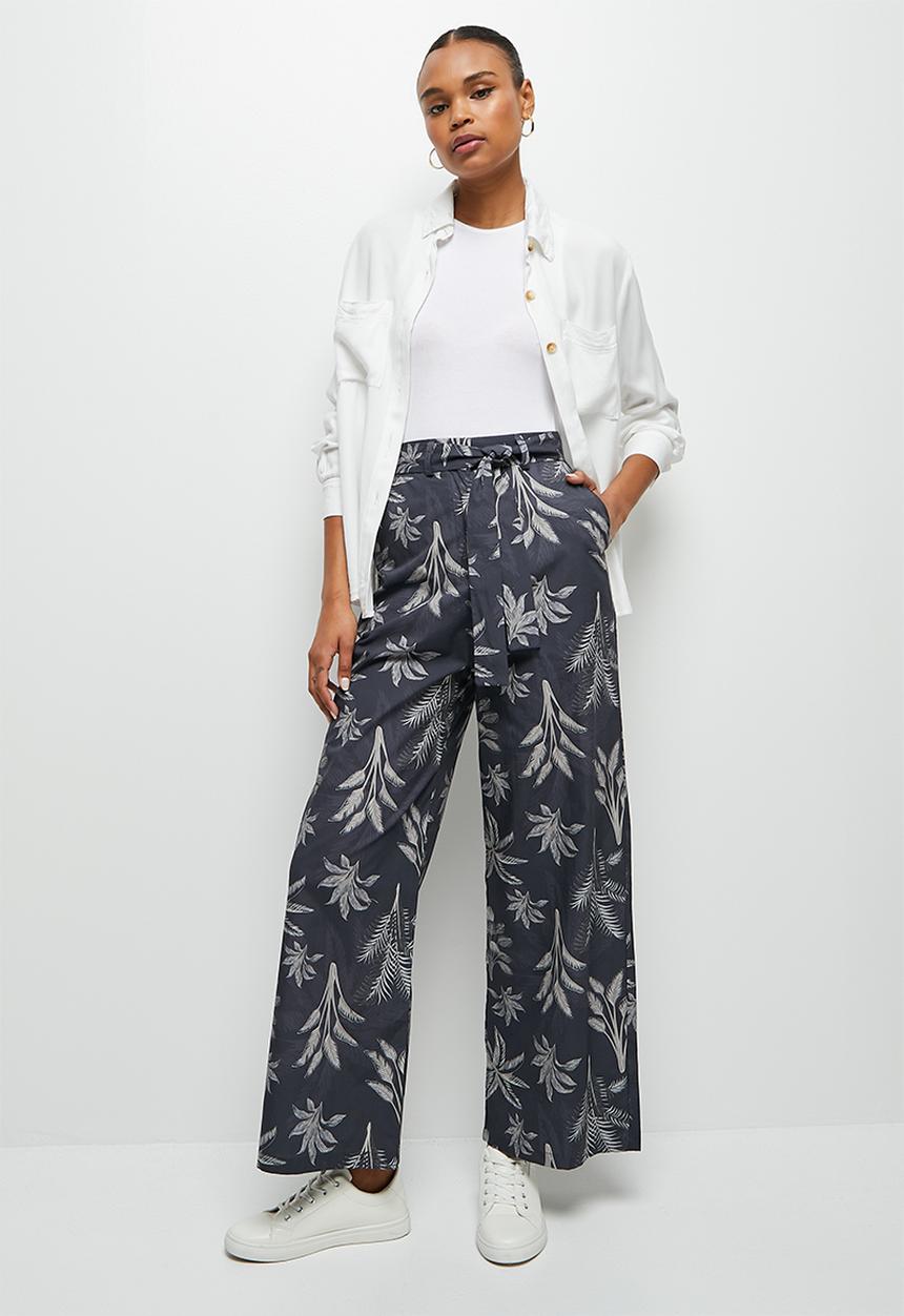 edit - Highwaist belted cullotte - indigo tropical